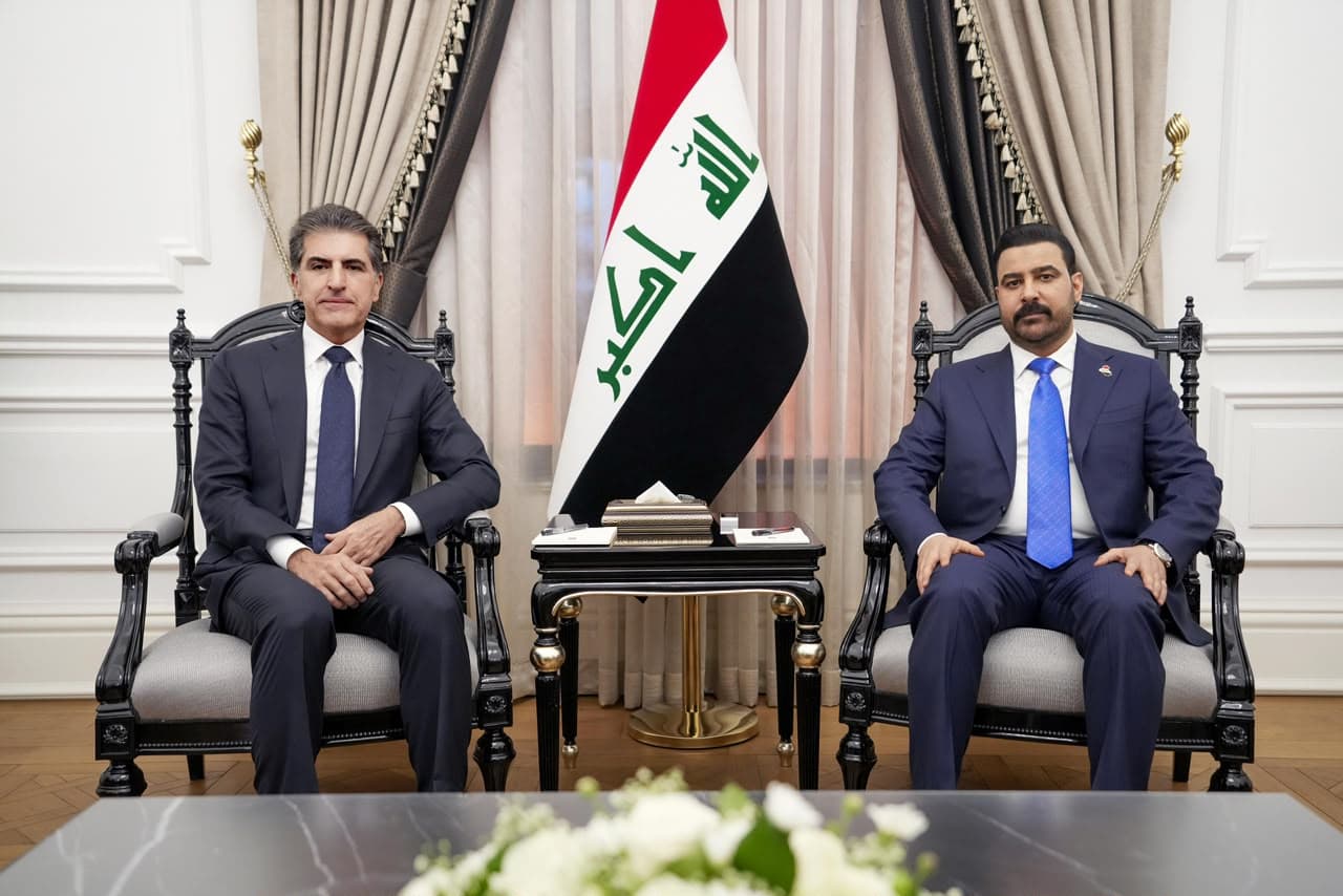 رئيس مجلس الوزراء علي الزيدي يستقبل رئيس إقليم كردستان العراق نيجيرفان بارزاني